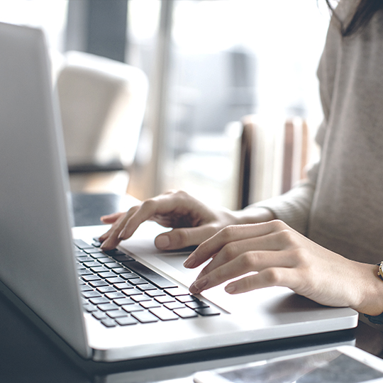 woman working on a laptop