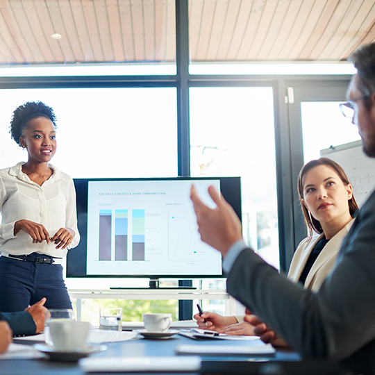 group of colleagues discussing 