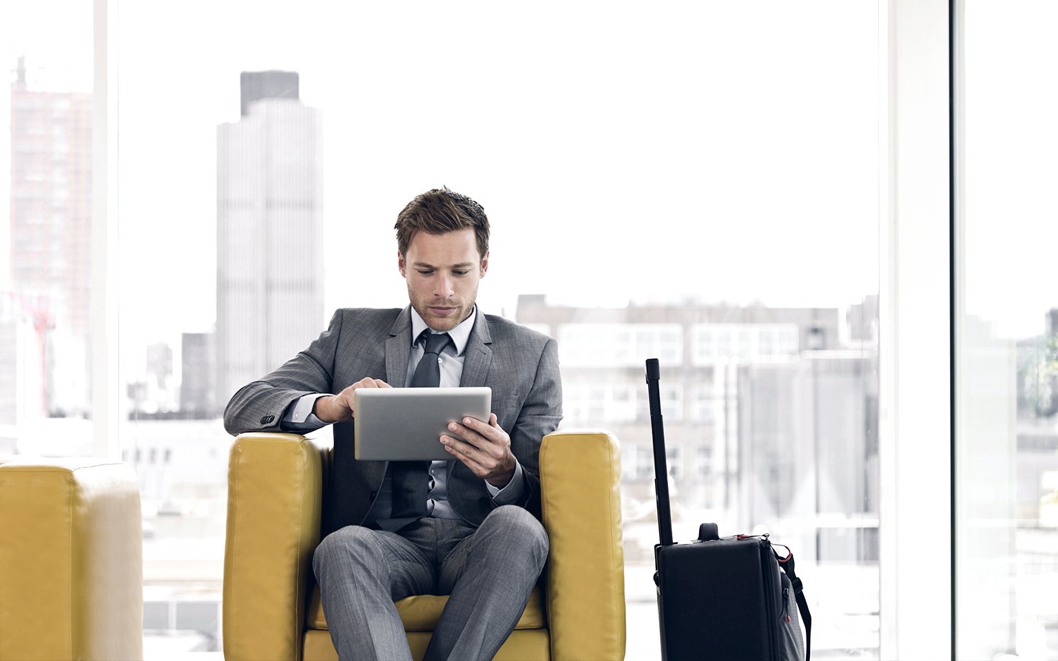 man working with a tablet