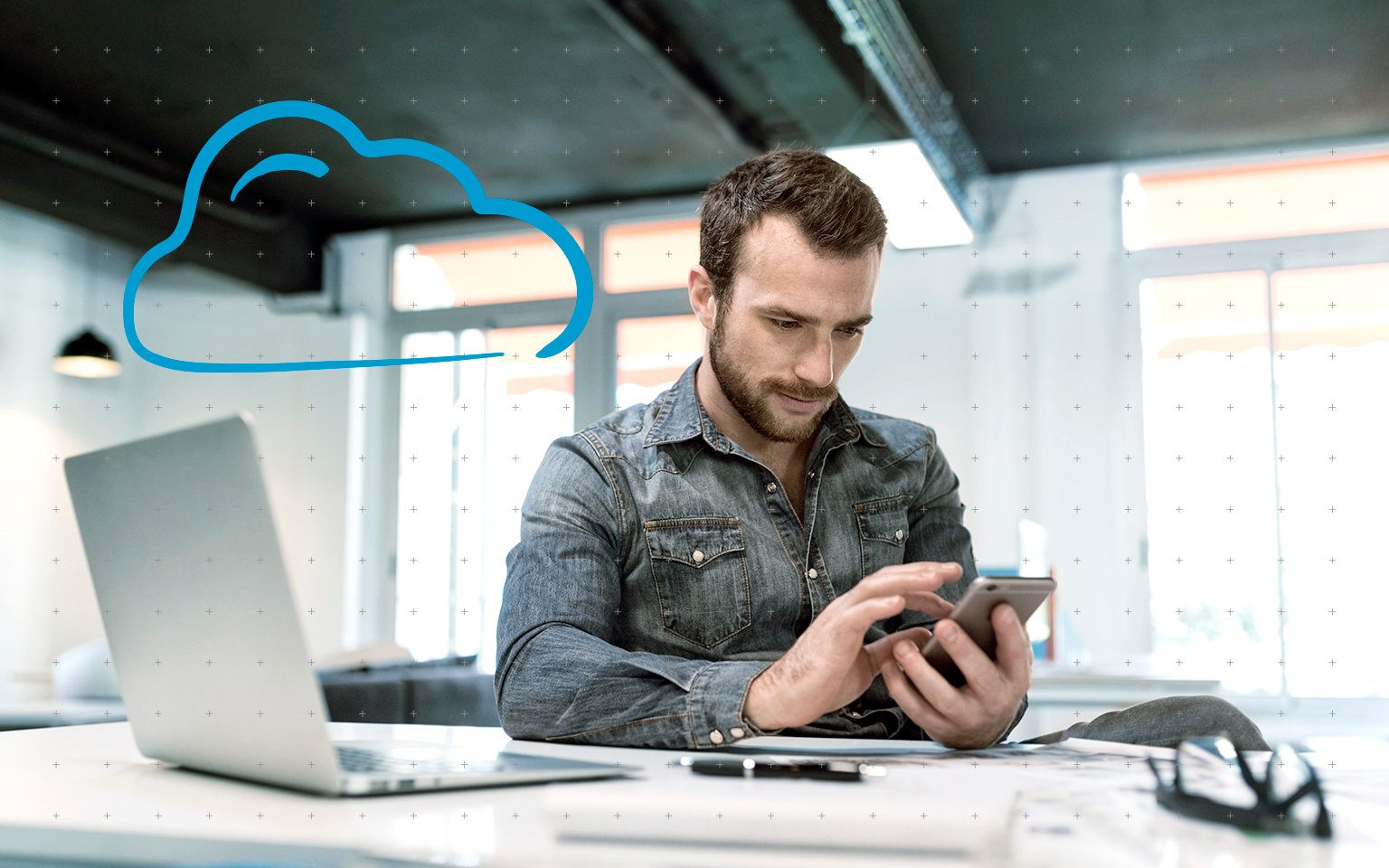 man looking into his phone