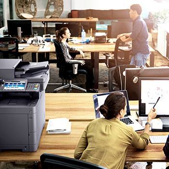 printer on desk in an office
