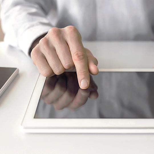man working with a laptop